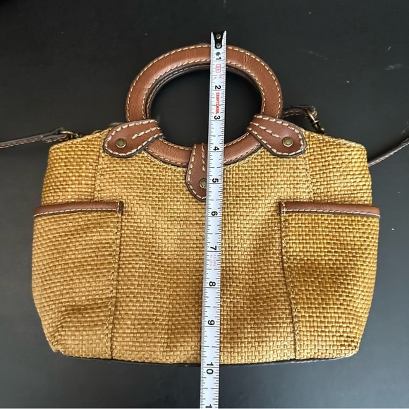 Fossil Woven Rattan Crossbody Handbag Beach Bag Leather Strap Handbag Brown - Picture 6 of 11